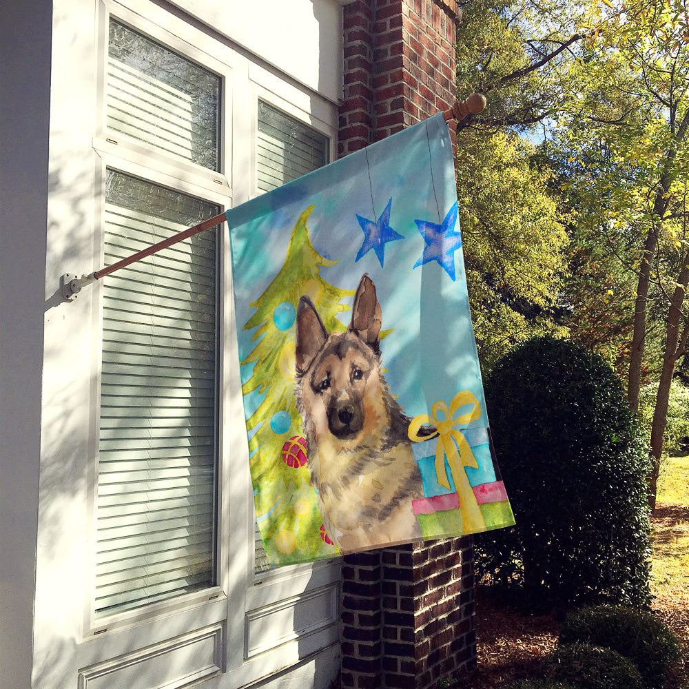 German Shepherd Christmas House Flag 28x40 Porch Sleeve Pole Decorative Outside Yard Banner Artwork Wall Hanging, Polyester