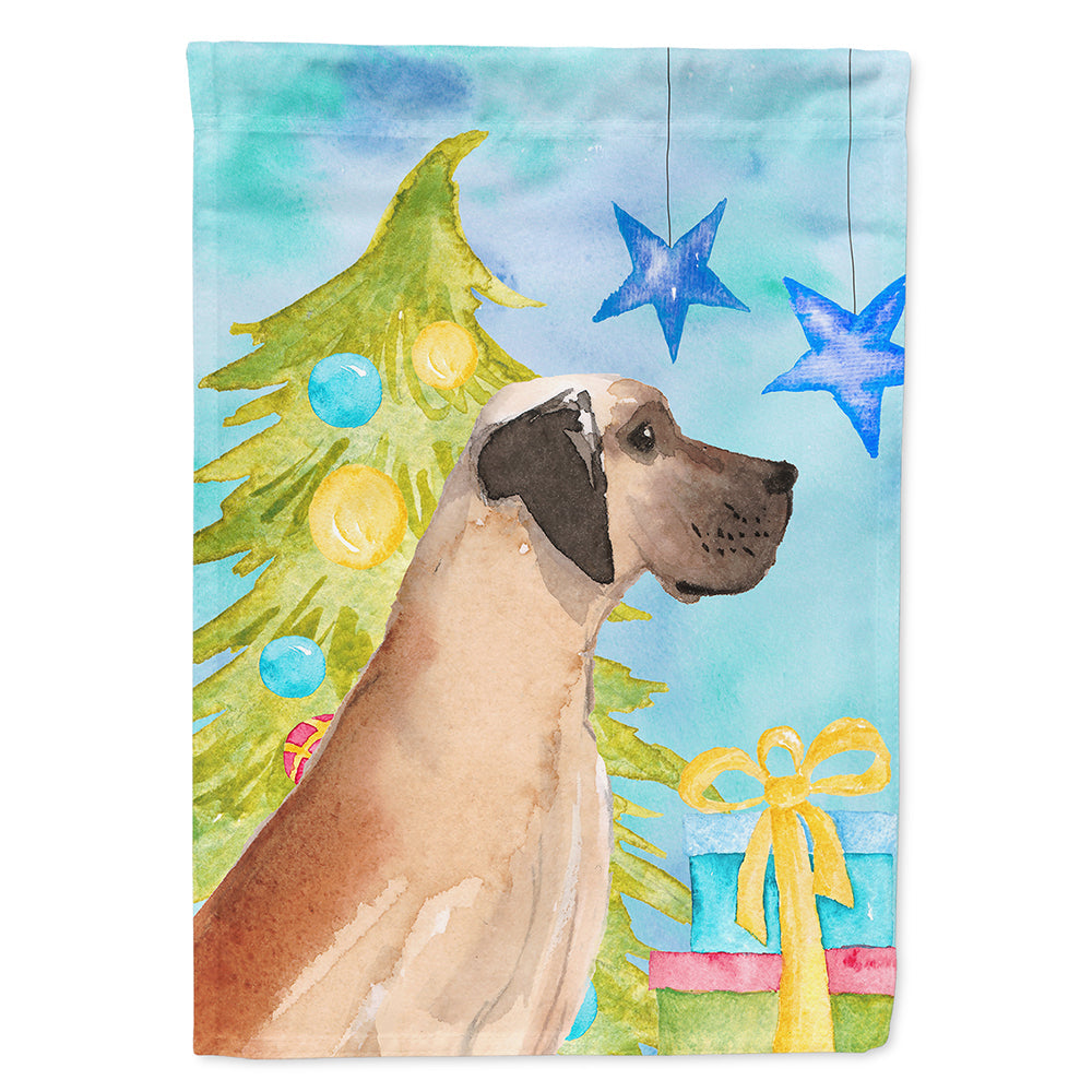 Fawn Natural Great Dane Christmas House Flag 28x40 Porch Sleeve Pole Decorative Outside Yard Banner Artwork Wall Hanging, Polyester