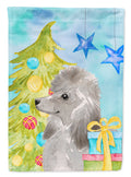 Grey Standard Poodle Christmas House Flag 28x40 Porch Sleeve Pole Decorative Outside Yard Banner Artwork Wall Hanging, Polyester