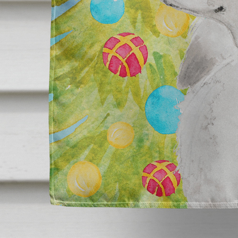 White Standard Poodle Christmas House Flag 28x40 Porch Sleeve Pole Decorative Outside Yard Banner Artwork Wall Hanging, Polyester