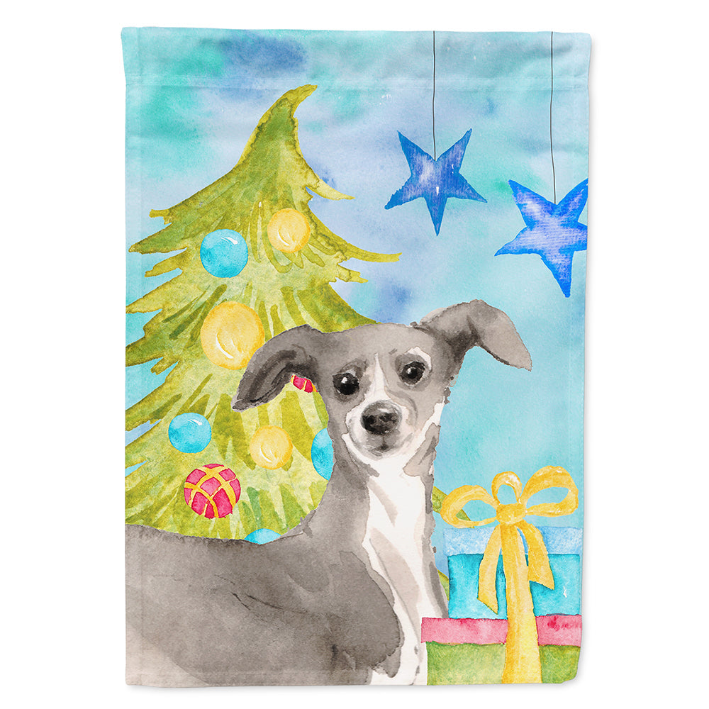 Italian Greyhound Christmas House Flag 28x40 Porch Sleeve Pole Decorative Outside Yard Banner Artwork Wall Hanging, Polyester
