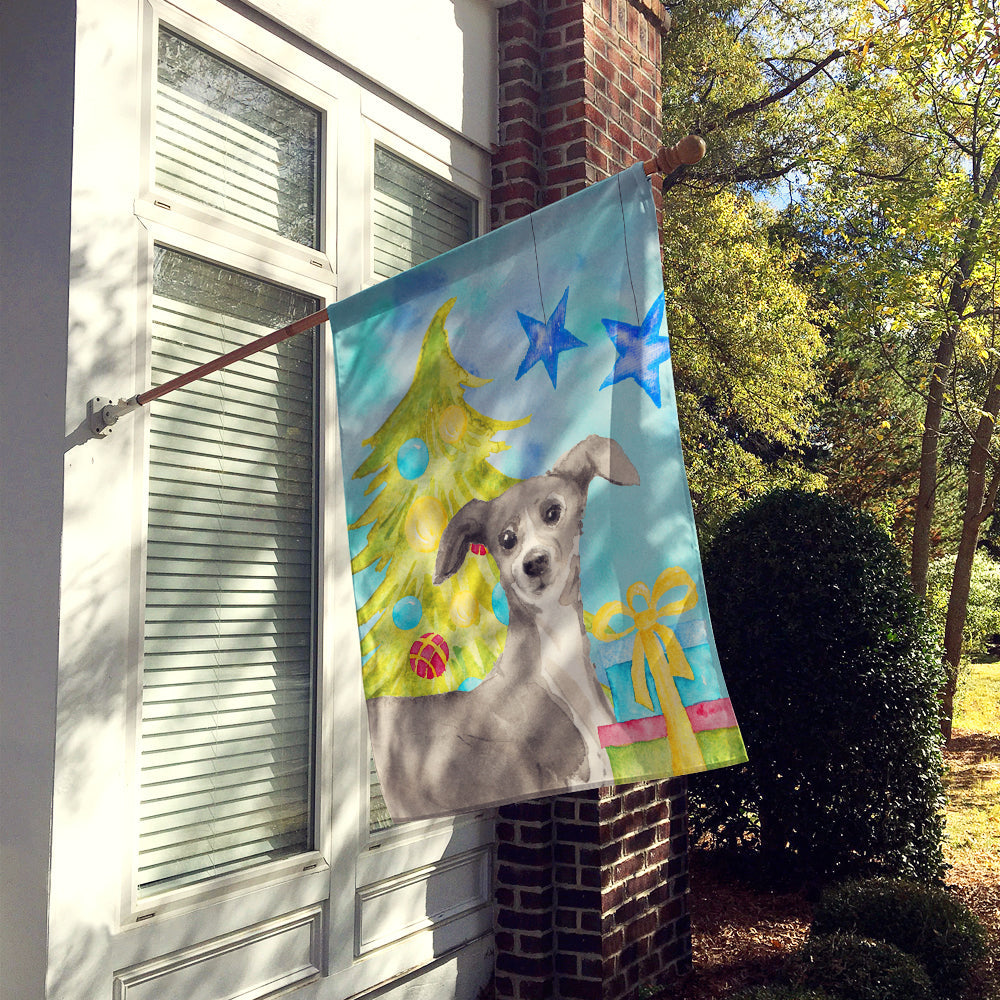 Italian Greyhound Christmas House Flag 28x40 Porch Sleeve Pole Decorative Outside Yard Banner Artwork Wall Hanging, Polyester