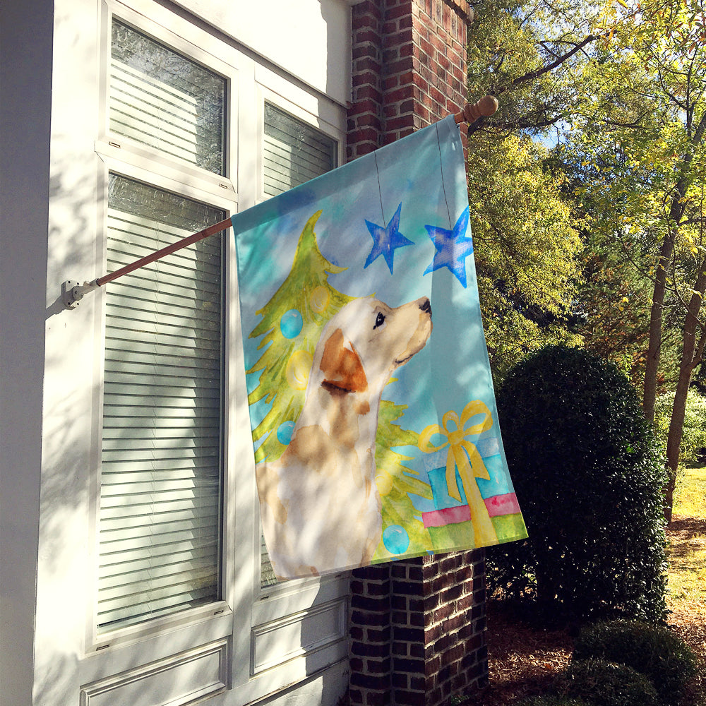 Yellow Labrador #2 Christmas House Flag 28x40 Porch Sleeve Pole Decorative Outside Yard Banner Artwork Wall Hanging, Polyester