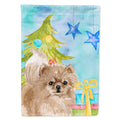 Pomeranian Christmas House Flag 28x40 Porch Sleeve Pole Decorative Outside Yard Banner Artwork Wall Hanging, Polyester