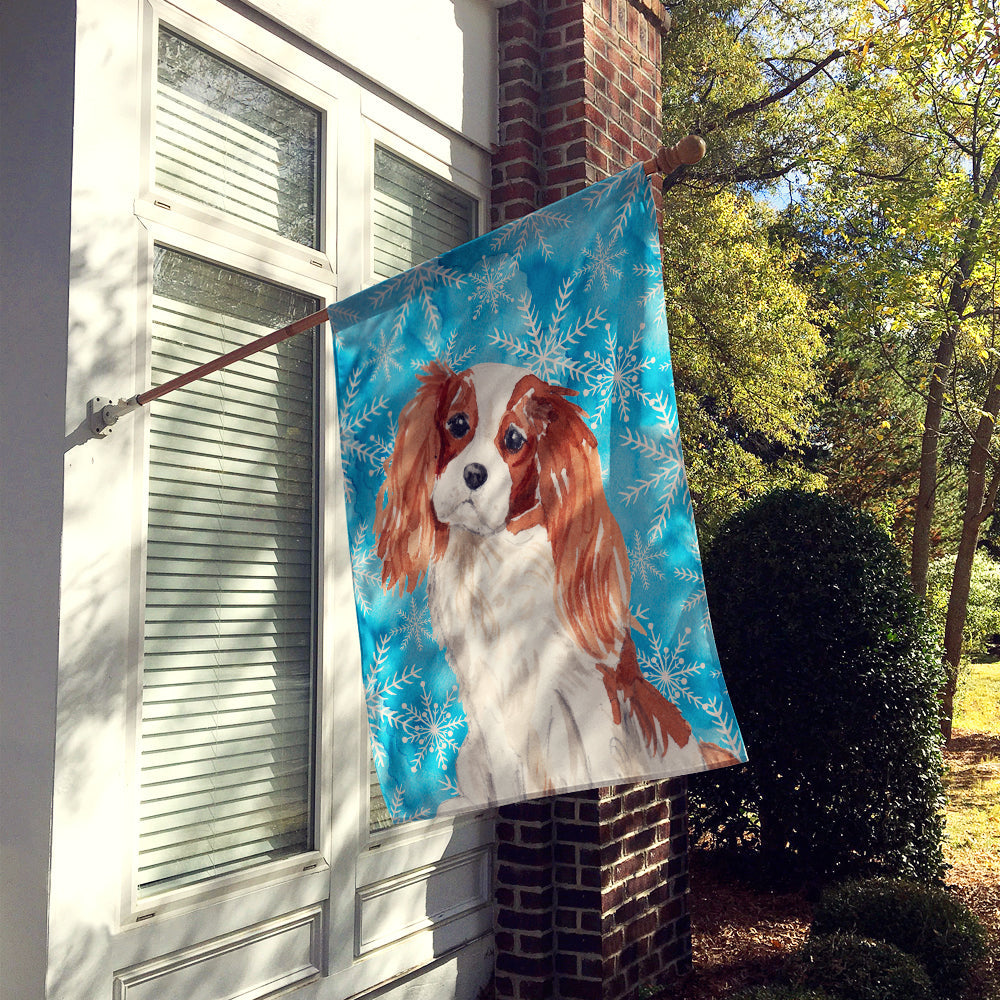Blenheim Cavalier Spaniel Winter House Flag 28x40 Porch Sleeve Pole Decorative Outside Yard Banner Artwork Wall Hanging, Polyester