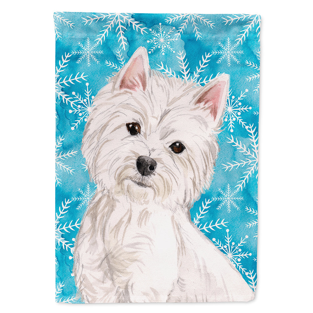 Westie Winter House Flag 28x40 Porch Sleeve Pole Decorative Outside Yard Banner Artwork Wall Hanging, Polyester