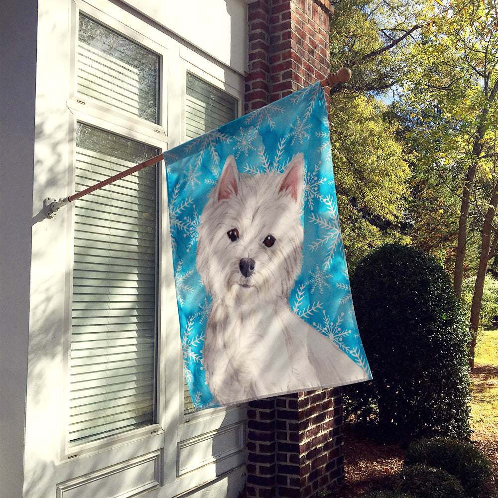 Westie Winter House Flag 28x40 Porch Sleeve Pole Decorative Outside Yard Banner Artwork Wall Hanging, Polyester