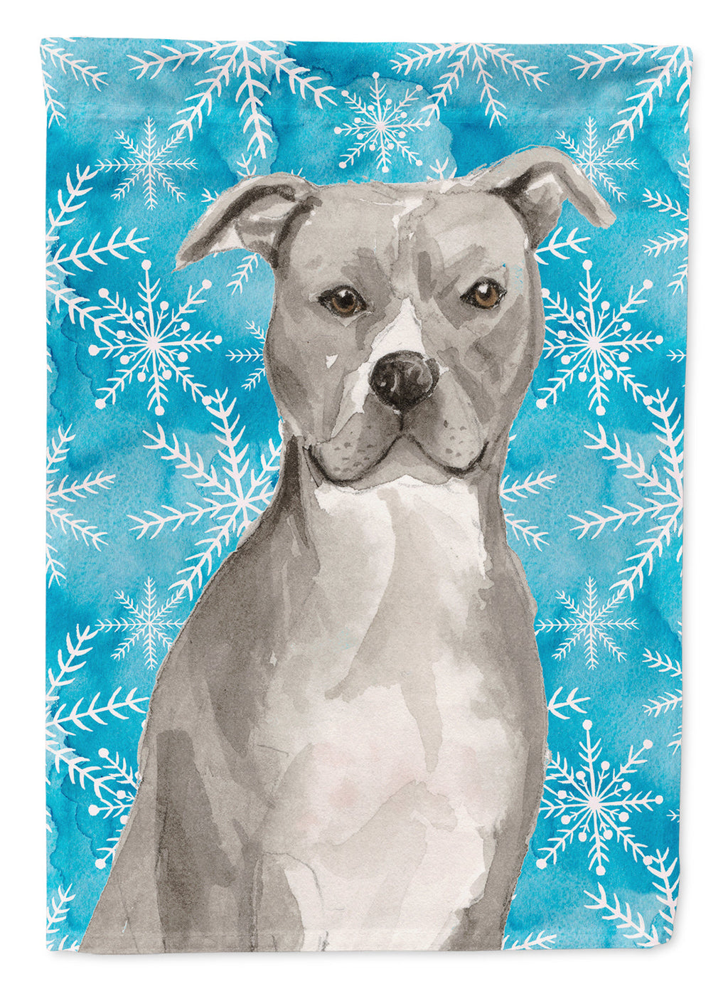 Staffordshire Bull Terrier Winter House Flag 28x40 Porch Sleeve Pole Decorative Outside Yard Banner Artwork Wall Hanging, Polyester