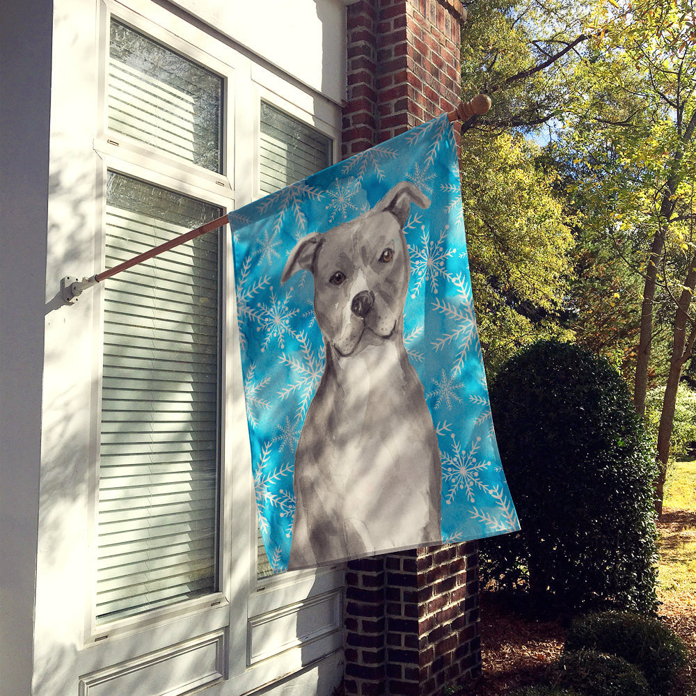 Staffordshire Bull Terrier Winter House Flag 28x40 Porch Sleeve Pole Decorative Outside Yard Banner Artwork Wall Hanging, Polyester