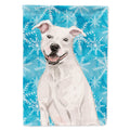 White Staffie Bull Terrier Winter House Flag 28x40 Porch Sleeve Pole Decorative Outside Yard Banner Artwork Wall Hanging, Polyester