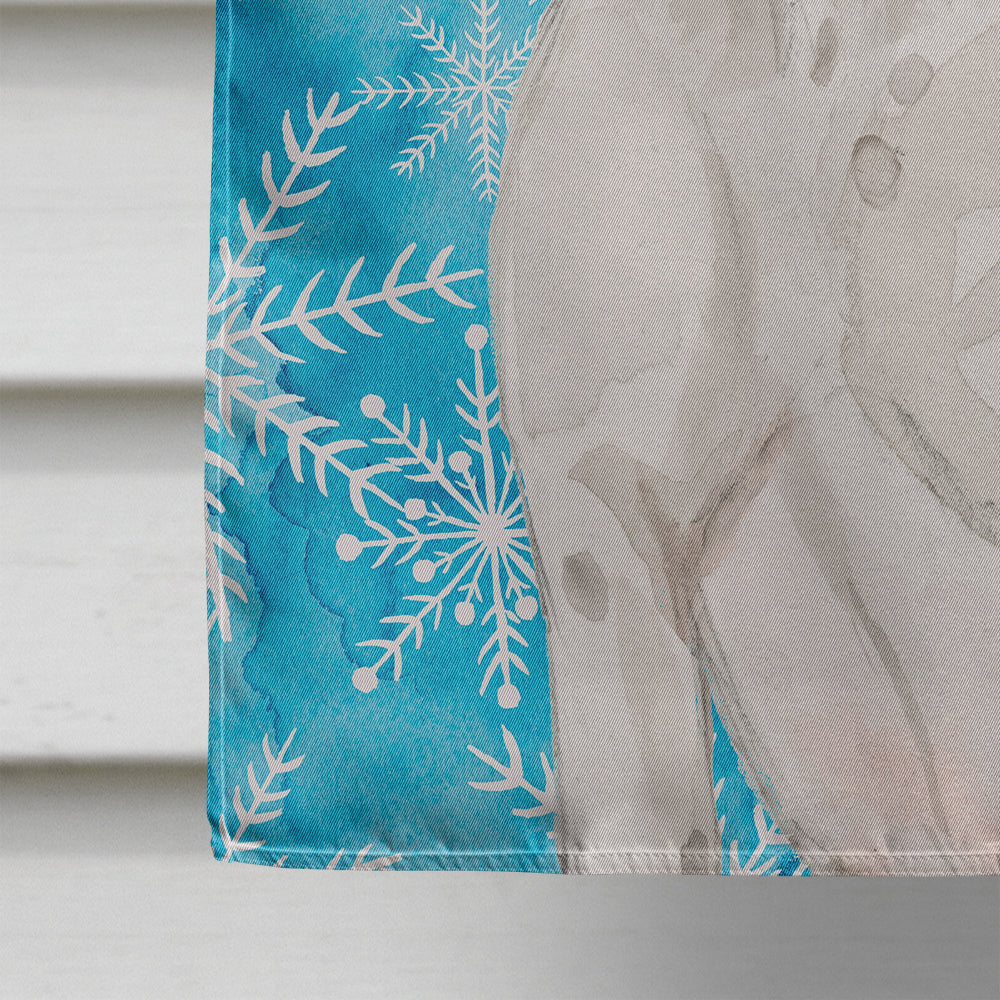 White Staffie Bull Terrier Winter House Flag 28x40 Porch Sleeve Pole Decorative Outside Yard Banner Artwork Wall Hanging, Polyester