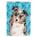 Australian Shepherd Winter House Flag 28x40 Porch Sleeve Pole Decorative Outside Yard Banner Artwork Wall Hanging, Polyester