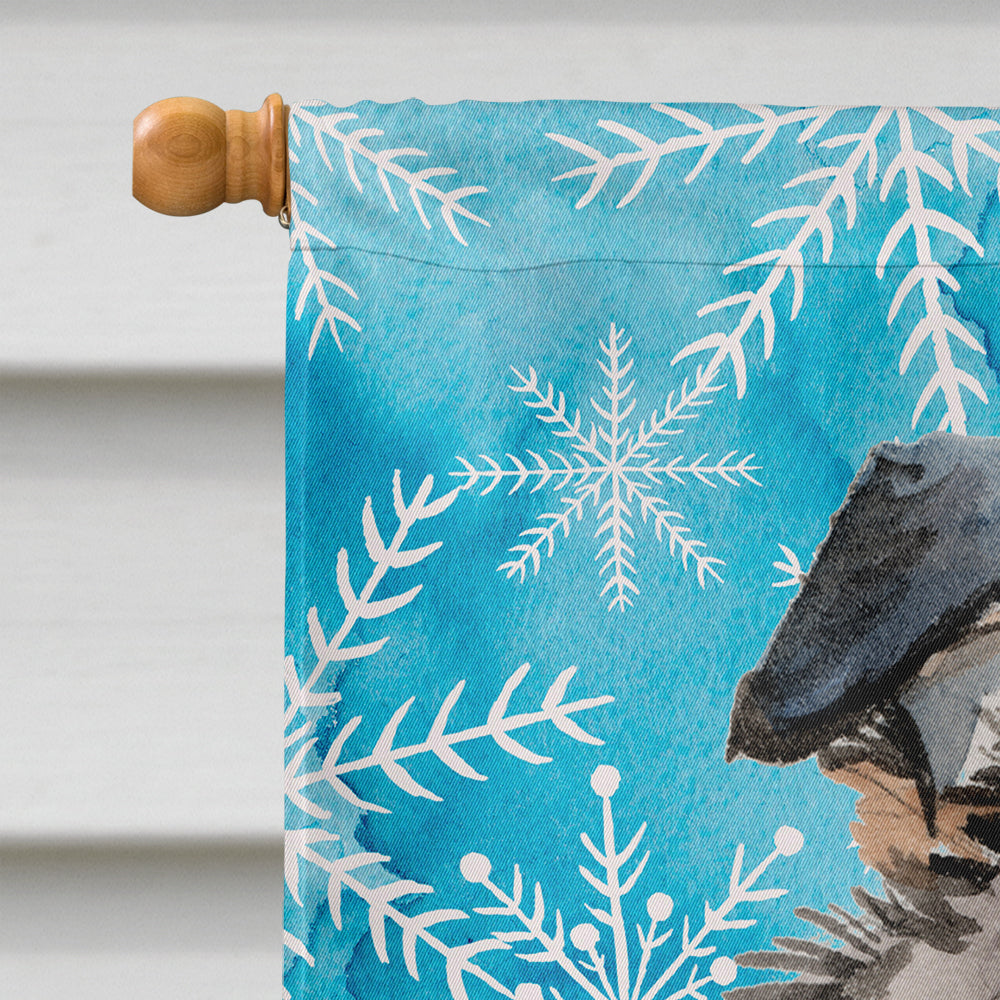 Australian Shepherd Winter House Flag 28x40 Porch Sleeve Pole Decorative Outside Yard Banner Artwork Wall Hanging, Polyester