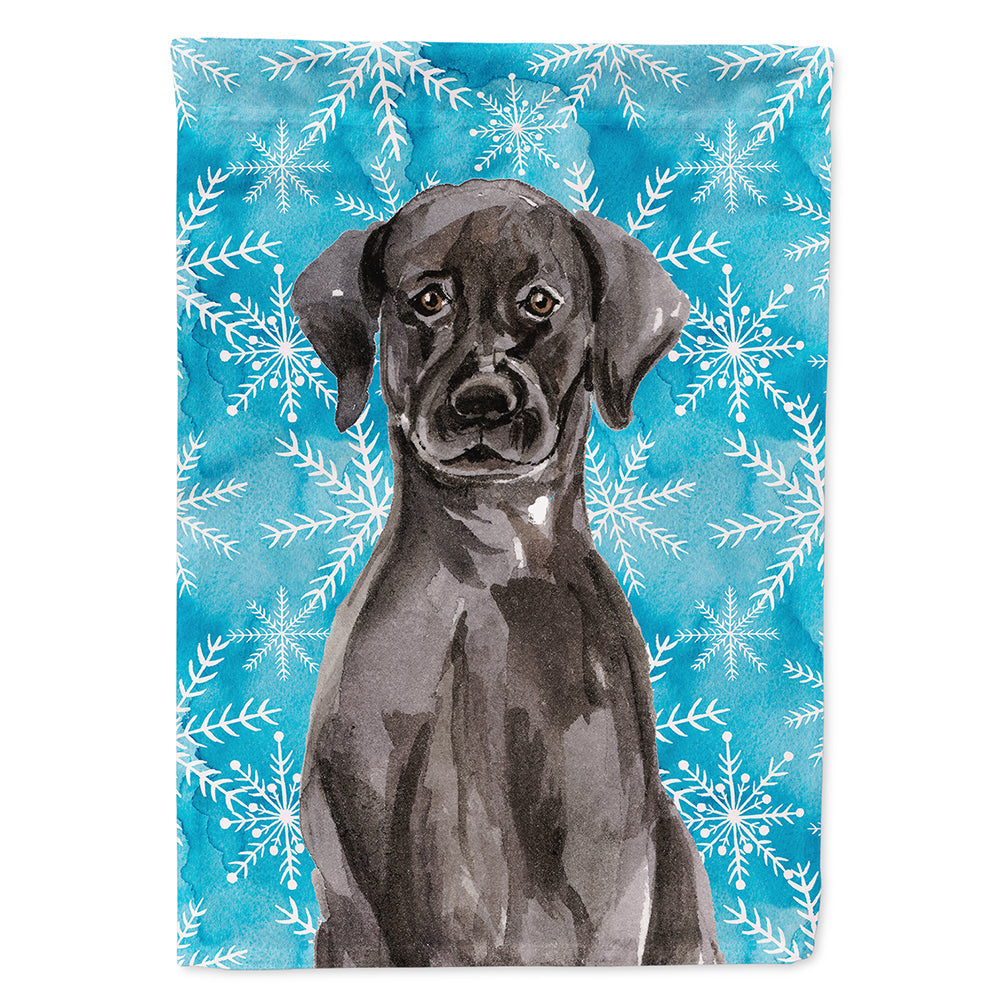 Black Labrador Winter House Flag 28x40 Porch Sleeve Pole Decorative Outside Yard Banner Artwork Wall Hanging, Polyester