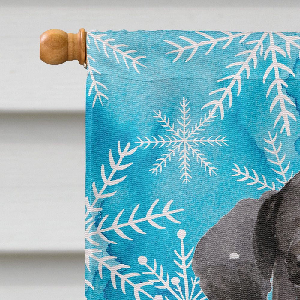 Black Labrador Winter House Flag 28x40 Porch Sleeve Pole Decorative Outside Yard Banner Artwork Wall Hanging, Polyester