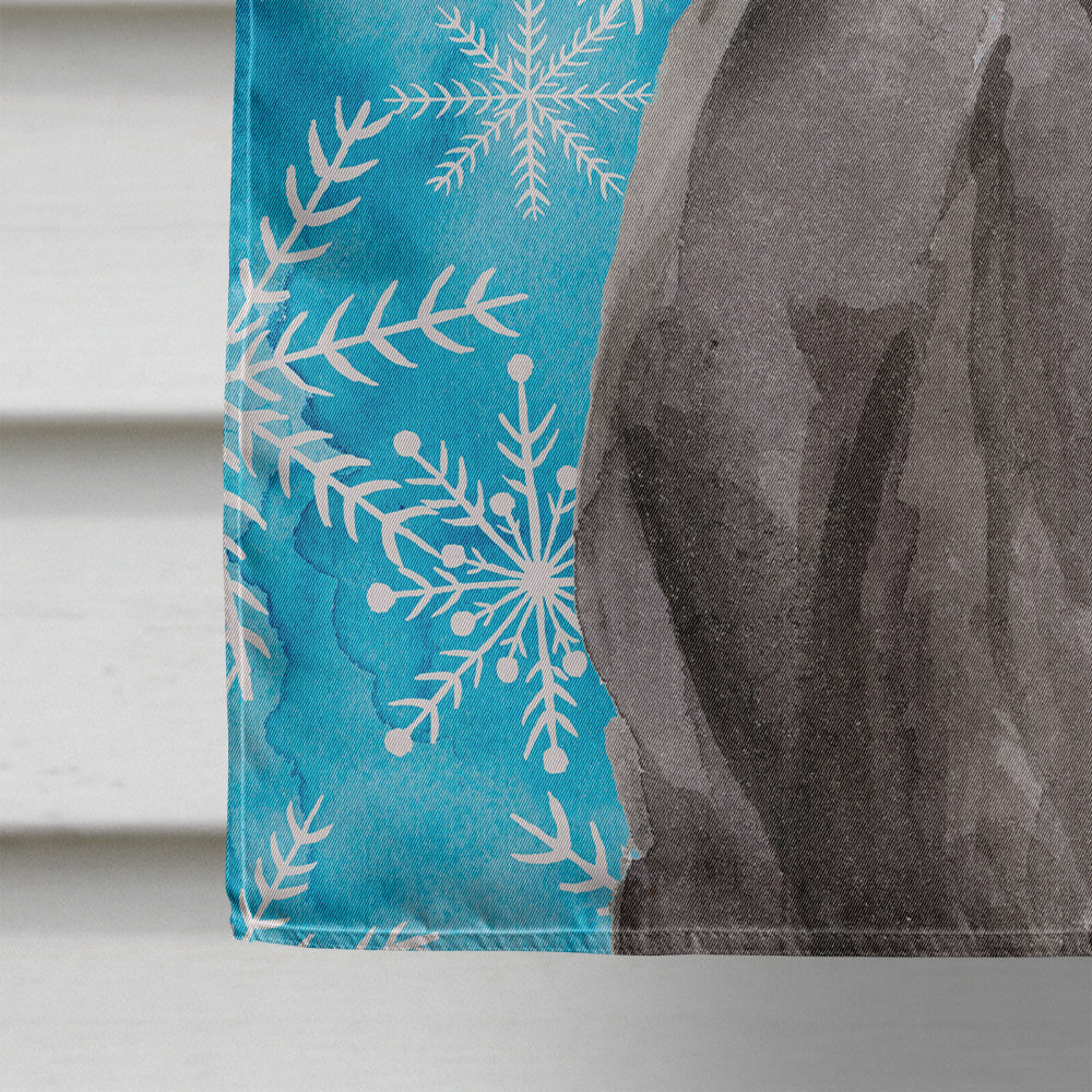 Black Labrador Winter House Flag 28x40 Porch Sleeve Pole Decorative Outside Yard Banner Artwork Wall Hanging, Polyester