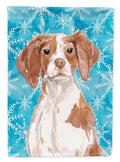 Brittany Spaniel Winter House Flag 28x40 Porch Sleeve Pole Decorative Outside Yard Banner Artwork Wall Hanging, Polyester