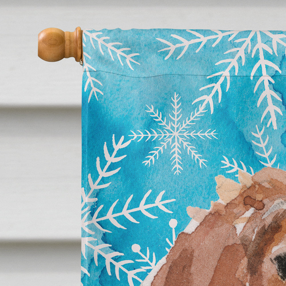 Brittany Spaniel Winter House Flag 28x40 Porch Sleeve Pole Decorative Outside Yard Banner Artwork Wall Hanging, Polyester