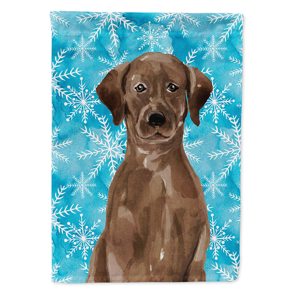 Chocolate Labrador Winter House Flag 28x40 Porch Sleeve Pole Decorative Outside Yard Banner Artwork Wall Hanging, Polyester