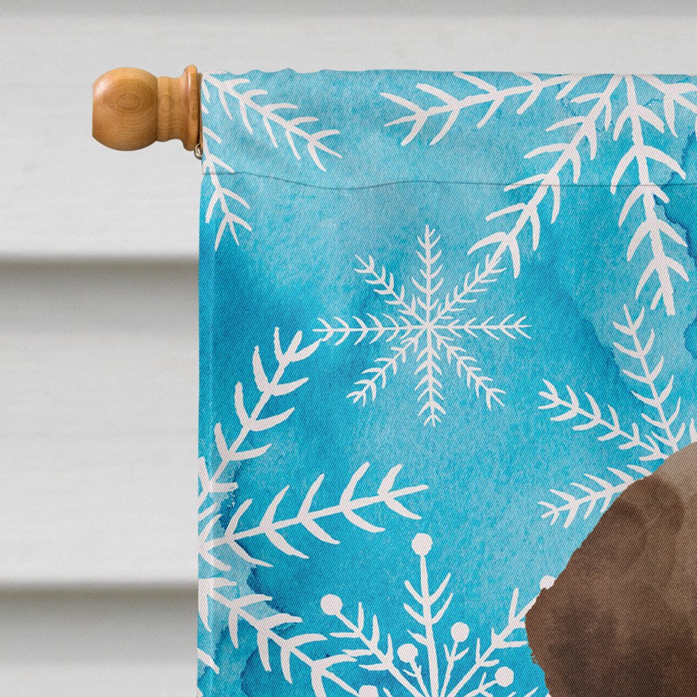 Chocolate Labrador Winter House Flag 28x40 Porch Sleeve Pole Decorative Outside Yard Banner Artwork Wall Hanging, Polyester