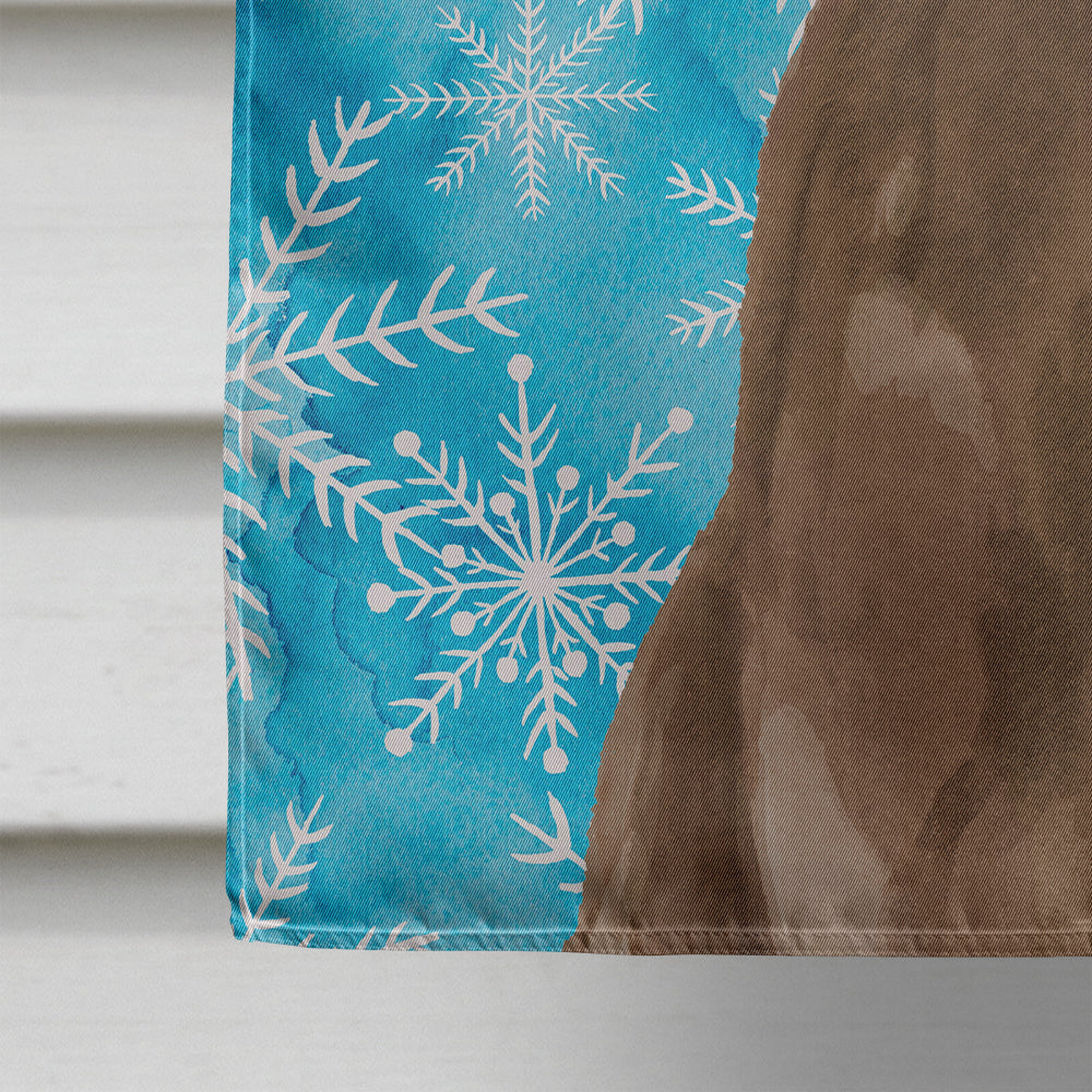 Chocolate Labrador Winter House Flag 28x40 Porch Sleeve Pole Decorative Outside Yard Banner Artwork Wall Hanging, Polyester