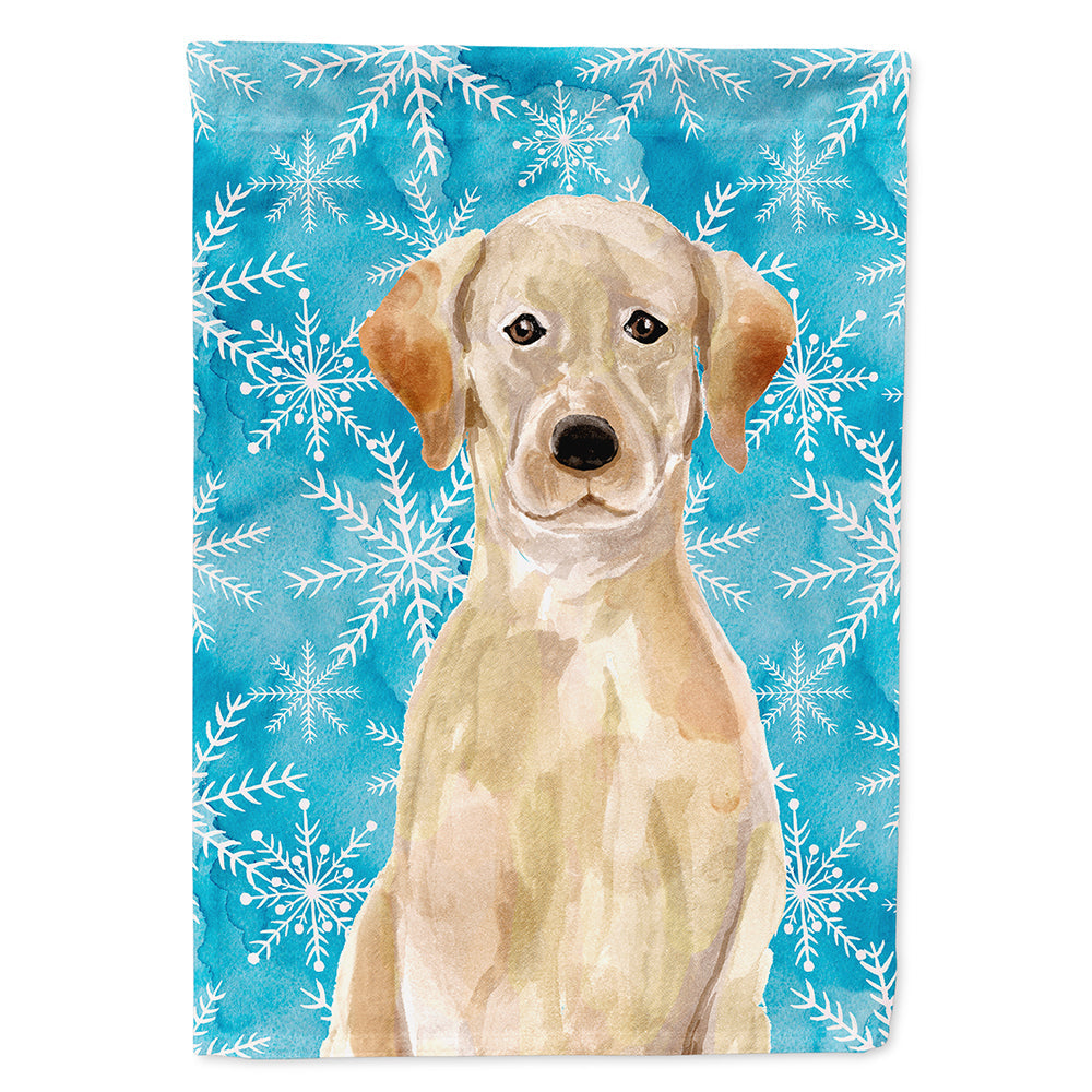 Yellow Labrador Winter House Flag 28x40 Porch Sleeve Pole Decorative Outside Yard Banner Artwork Wall Hanging, Polyester