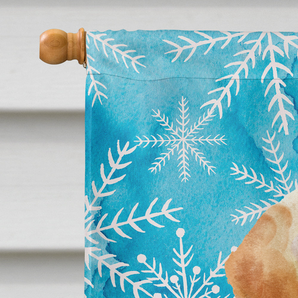Yellow Labrador Winter House Flag 28x40 Porch Sleeve Pole Decorative Outside Yard Banner Artwork Wall Hanging, Polyester