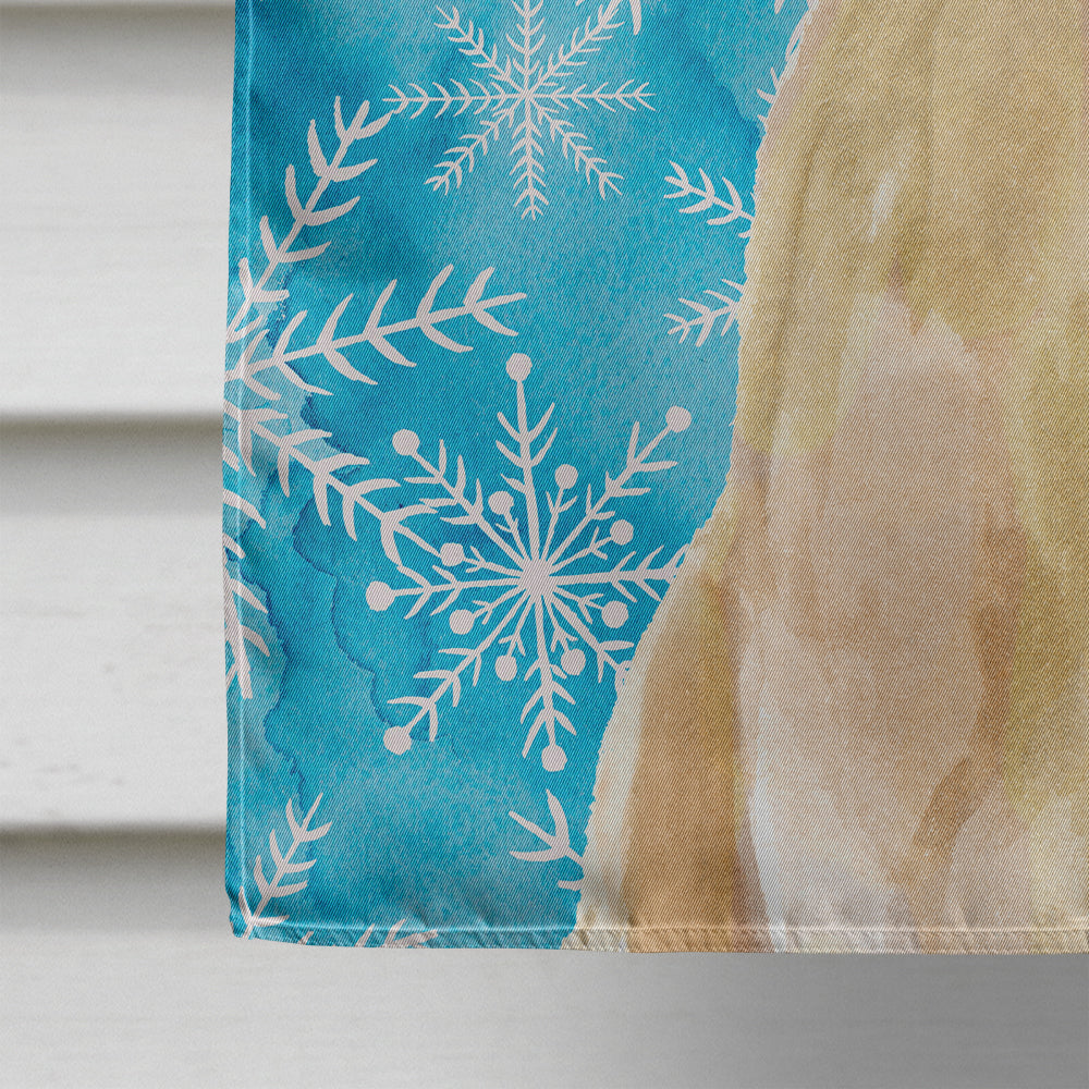 Yellow Labrador Winter House Flag 28x40 Porch Sleeve Pole Decorative Outside Yard Banner Artwork Wall Hanging, Polyester