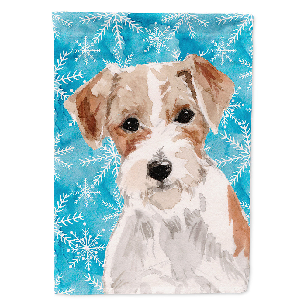Wire Hair Jack Russell Winter House Flag 28x40 Porch Sleeve Pole Decorative Outside Yard Banner Artwork Wall Hanging, Polyester