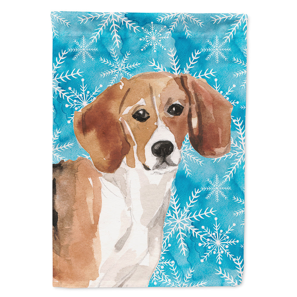 Beagle Winter House Flag 28x40 Porch Sleeve Pole Decorative Outside Yard Banner Artwork Wall Hanging, Polyester