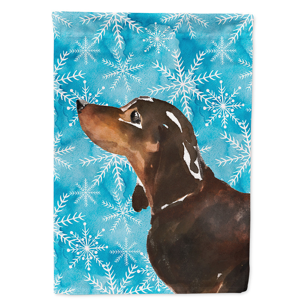 Black and Tan Dachshund Winter House Flag 28x40 Porch Sleeve Pole Decorative Outside Yard Banner Artwork Wall Hanging, Polyester