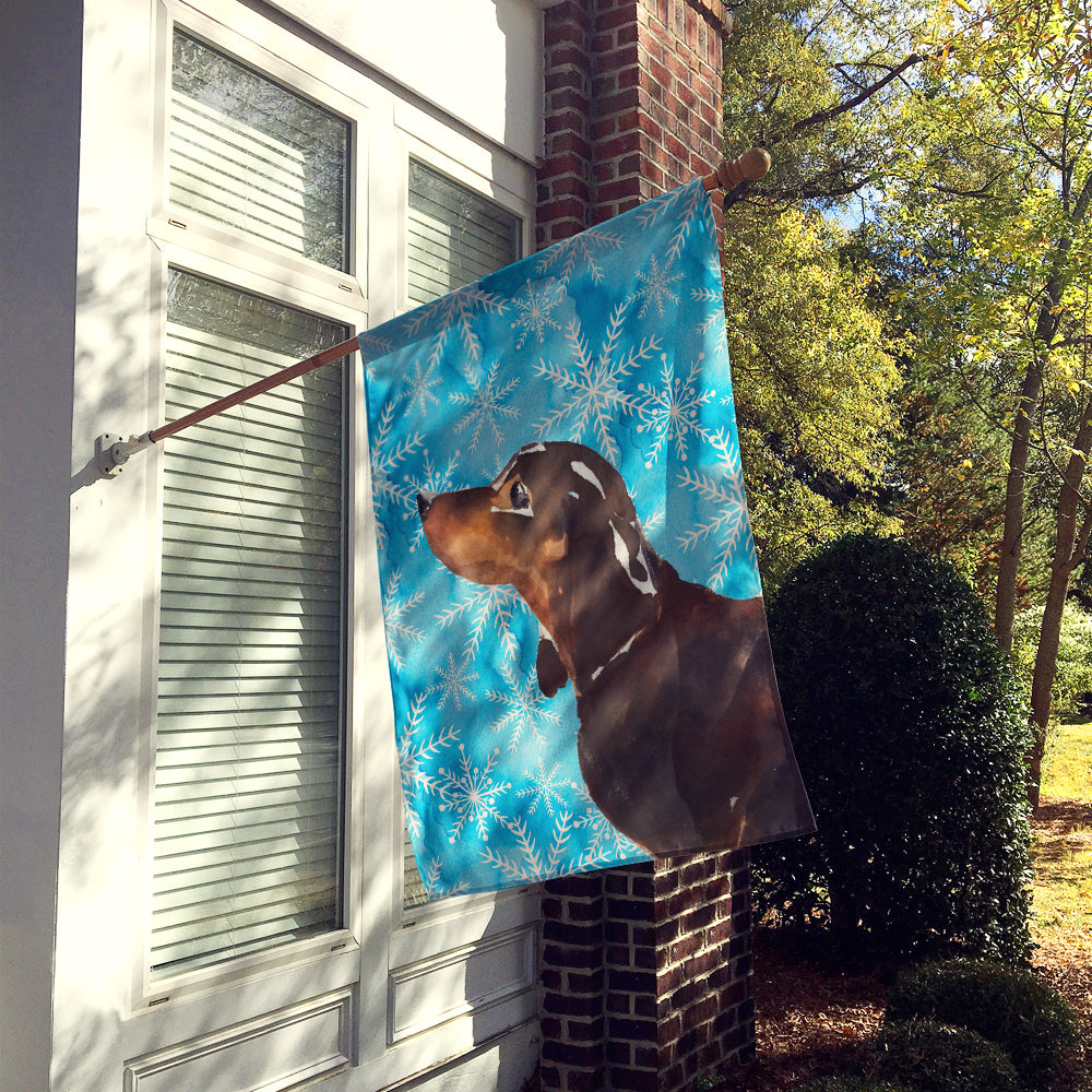 Black and Tan Dachshund Winter House Flag 28x40 Porch Sleeve Pole Decorative Outside Yard Banner Artwork Wall Hanging, Polyester