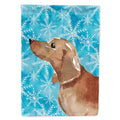Red Tan Dachshund Winter House Flag 28x40 Porch Sleeve Pole Decorative Outside Yard Banner Artwork Wall Hanging, Polyester