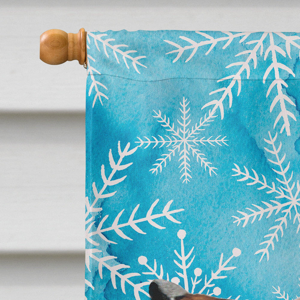 Red Tan Dachshund Winter House Flag 28x40 Porch Sleeve Pole Decorative Outside Yard Banner Artwork Wall Hanging, Polyester