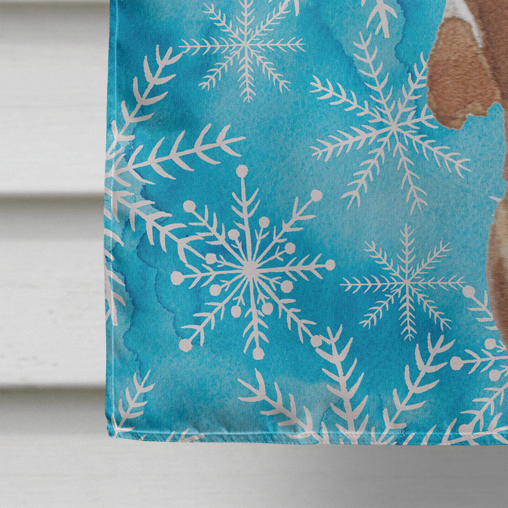 Red Tan Dachshund Winter House Flag 28x40 Porch Sleeve Pole Decorative Outside Yard Banner Artwork Wall Hanging, Polyester