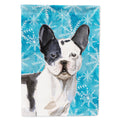 Black White French Bulldog Winter House Flag 28x40 Porch Sleeve Pole Decorative Outside Yard Banner Artwork Wall Hanging, Polyester