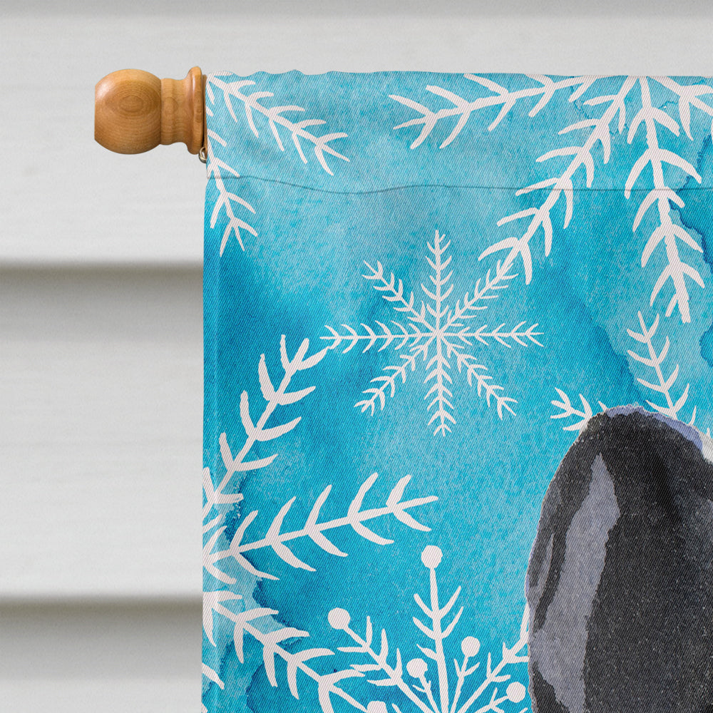 Black White French Bulldog Winter House Flag 28x40 Porch Sleeve Pole Decorative Outside Yard Banner Artwork Wall Hanging, Polyester