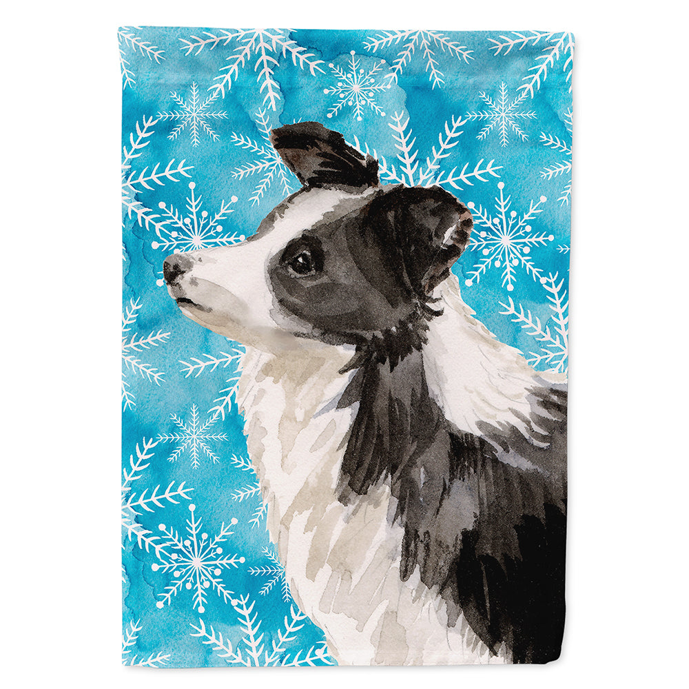 Border Collie Winter House Flag 28x40 Porch Sleeve Pole Decorative Outside Yard Banner Artwork Wall Hanging, Polyester
