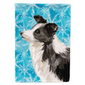 Border Collie Winter House Flag 28x40 Porch Sleeve Pole Decorative Outside Yard Banner Artwork Wall Hanging, Polyester