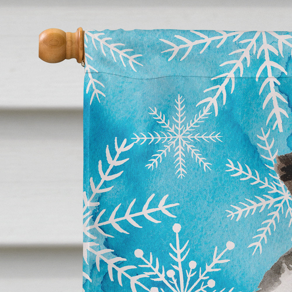 Border Collie Winter House Flag 28x40 Porch Sleeve Pole Decorative Outside Yard Banner Artwork Wall Hanging, Polyester