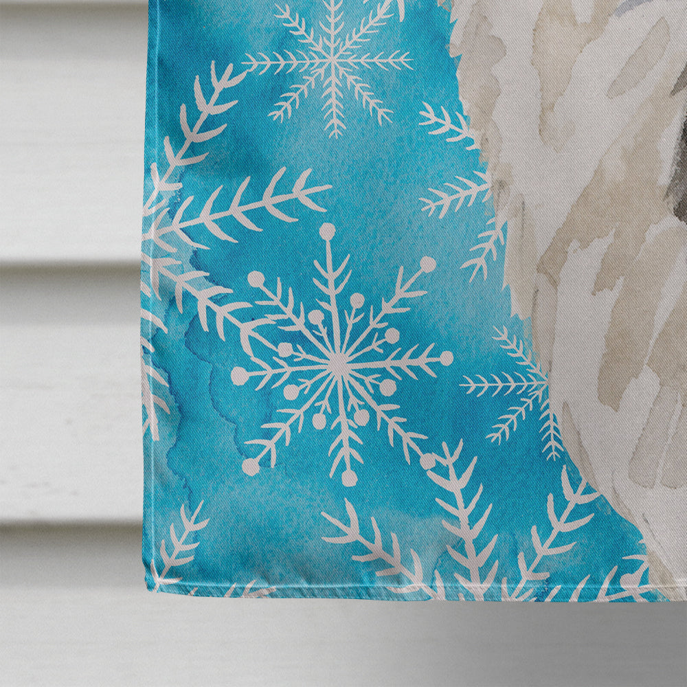 Border Collie Winter House Flag 28x40 Porch Sleeve Pole Decorative Outside Yard Banner Artwork Wall Hanging, Polyester