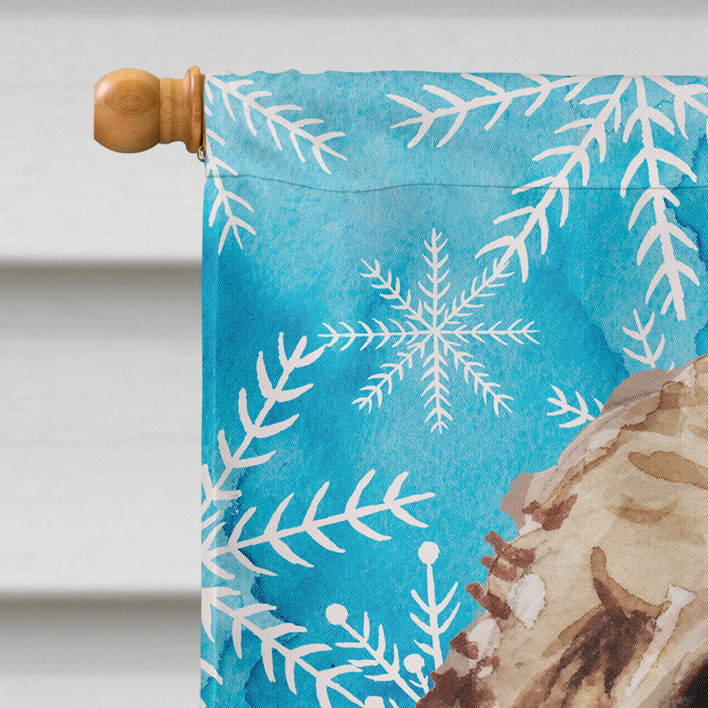 Brown Cockapoo Winter House Flag 28x40 Porch Sleeve Pole Decorative Outside Yard Banner Artwork Wall Hanging, Polyester