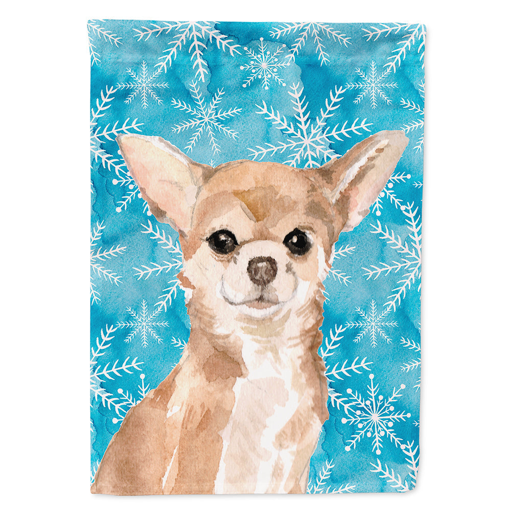 Chihuahua Winter House Flag 28x40 Porch Sleeve Pole Decorative Outside Yard Banner Artwork Wall Hanging, Polyester