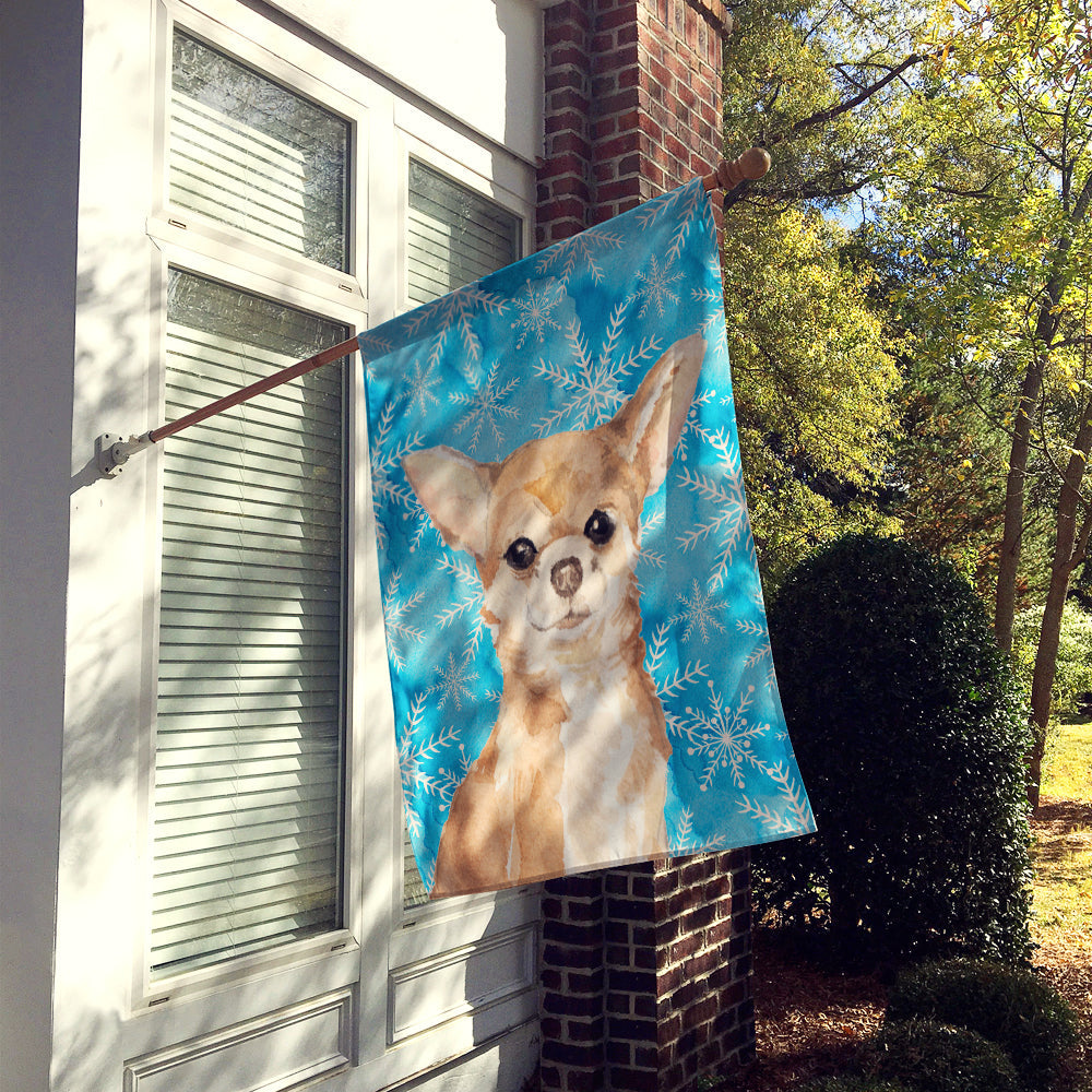 Chihuahua Winter House Flag 28x40 Porch Sleeve Pole Decorative Outside Yard Banner Artwork Wall Hanging, Polyester