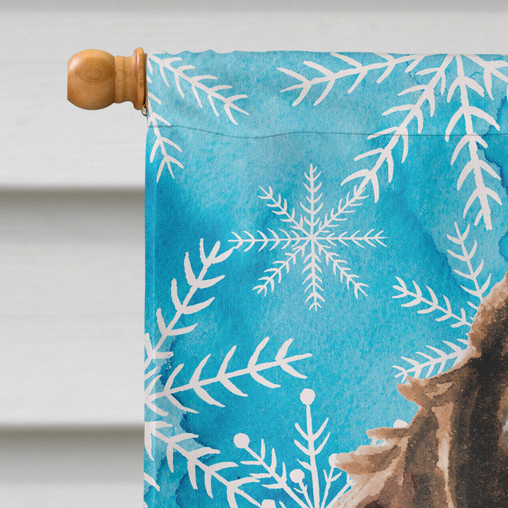 Brown Parti Winter House Flag 28x40 Porch Sleeve Pole Decorative Outside Yard Banner Artwork Wall Hanging, Polyester
