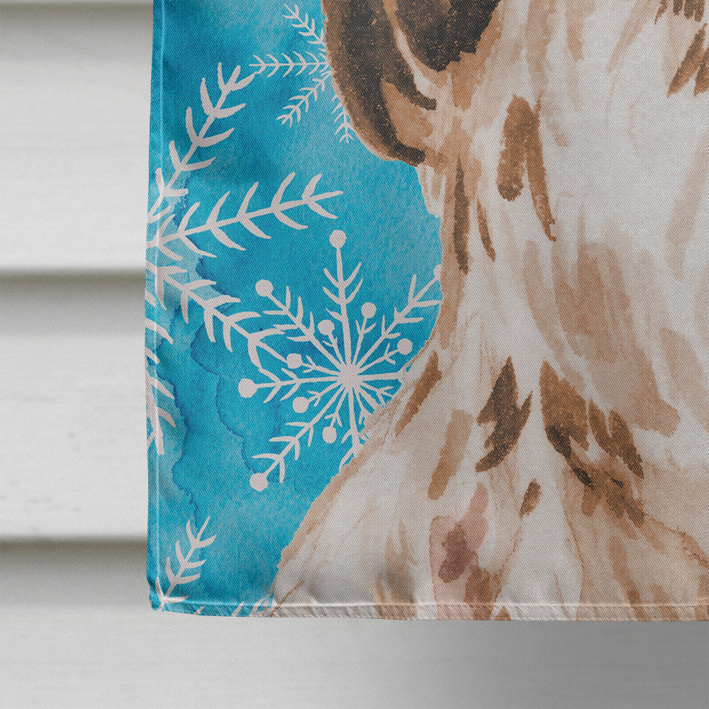 Brown Parti Winter House Flag 28x40 Porch Sleeve Pole Decorative Outside Yard Banner Artwork Wall Hanging, Polyester
