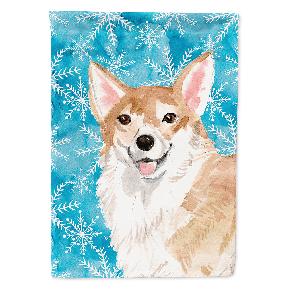 Corgi Winter House Flag 28x40 Porch Sleeve Pole Decorative Outside Yard Banner Artwork Wall Hanging, Polyester