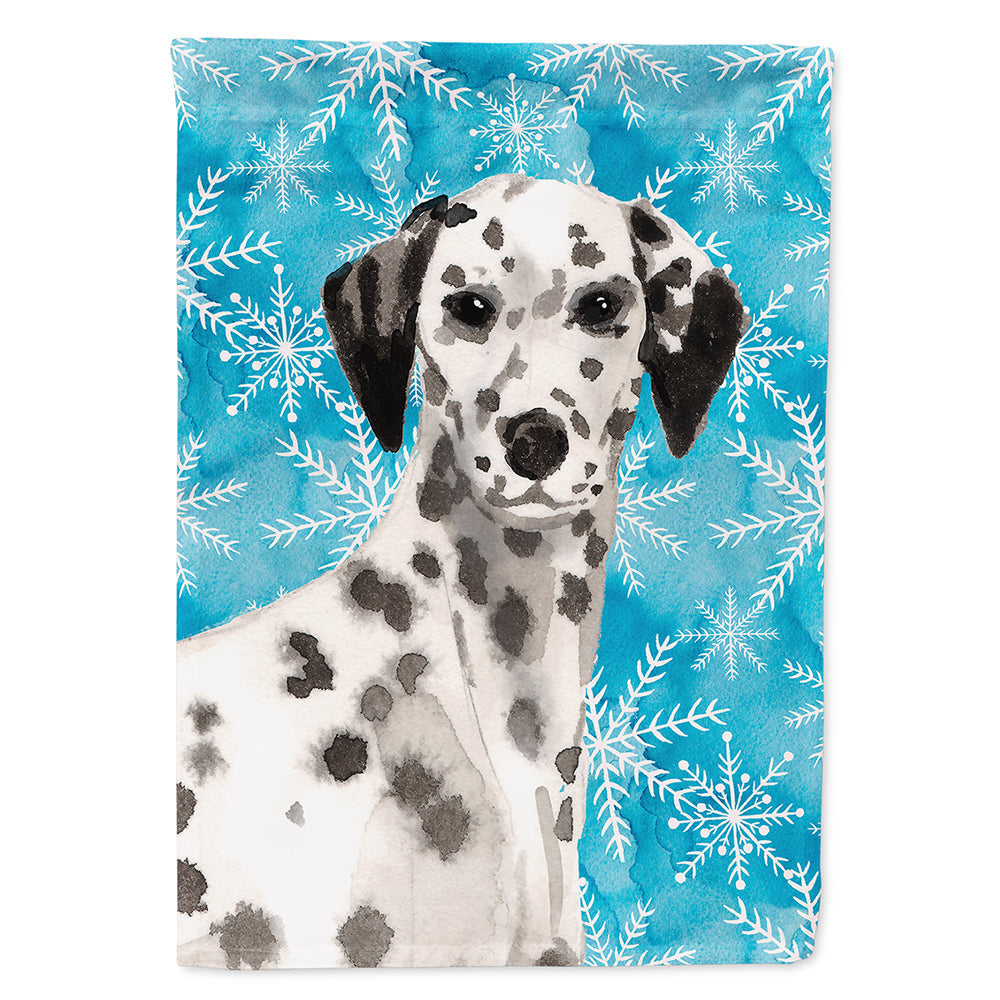 Dalmatian Winter House Flag 28x40 Porch Sleeve Pole Decorative Outside Yard Banner Artwork Wall Hanging, Polyester