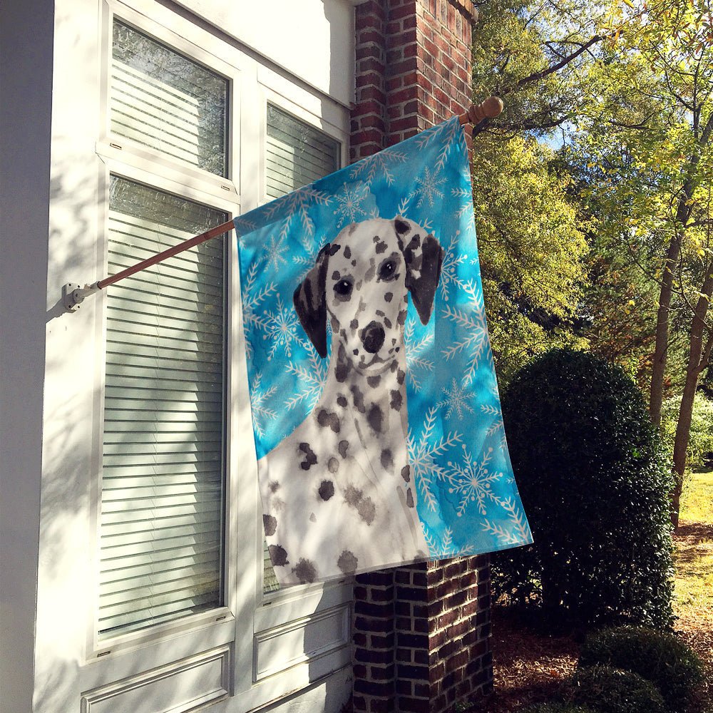 Dalmatian Winter House Flag 28x40 Porch Sleeve Pole Decorative Outside Yard Banner Artwork Wall Hanging, Polyester
