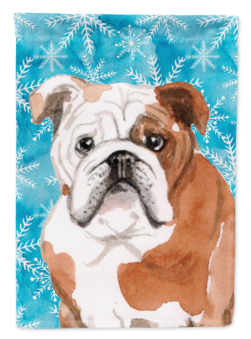 English Bulldog Winter House Flag 28x40 Porch Sleeve Pole Decorative Outside Yard Banner Artwork Wall Hanging, Polyester
